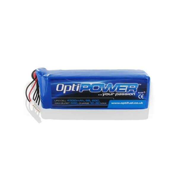 Opti Power Ultra 50C Lipo Cell Battery 4300mAh 5S 50C